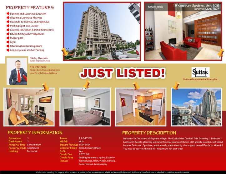 18 Kenaston Gardens , Unit 805, Toronto M2K 3C7 Property Feature